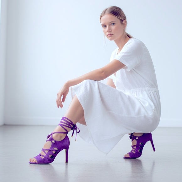 Etro Shoes - Etro Purple Lace-Up Suede High-Heel Sandals